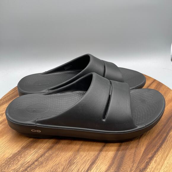 OOFOS OOahh Sandals Mens 12 Black Comfort Sport Recovery Slide Post Run EUC main image 4